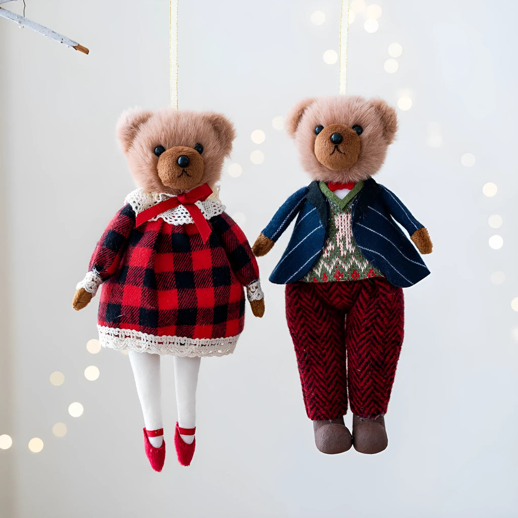 Princess Bear and Gentleman Bear cloth plush doll couple set with cartoon styling