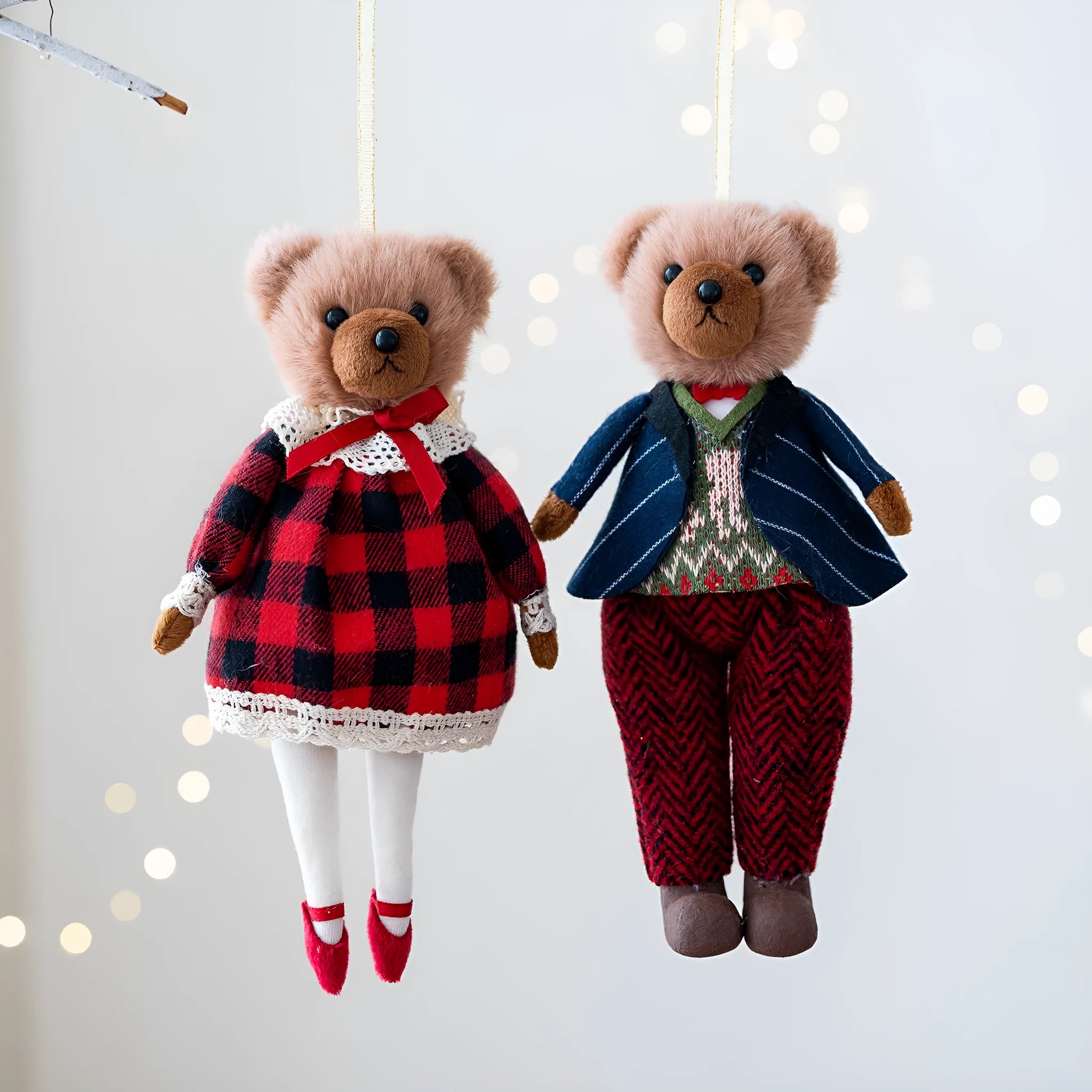 Princess Bear and Gentleman Bear cloth plush doll couple set with cartoon styling