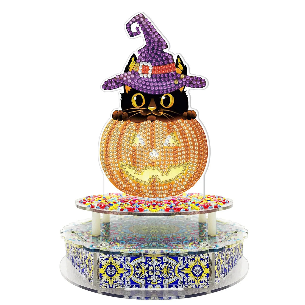 DIY diamond painting music box kit with LED lights and musical movement for Halloween and Easter decoration