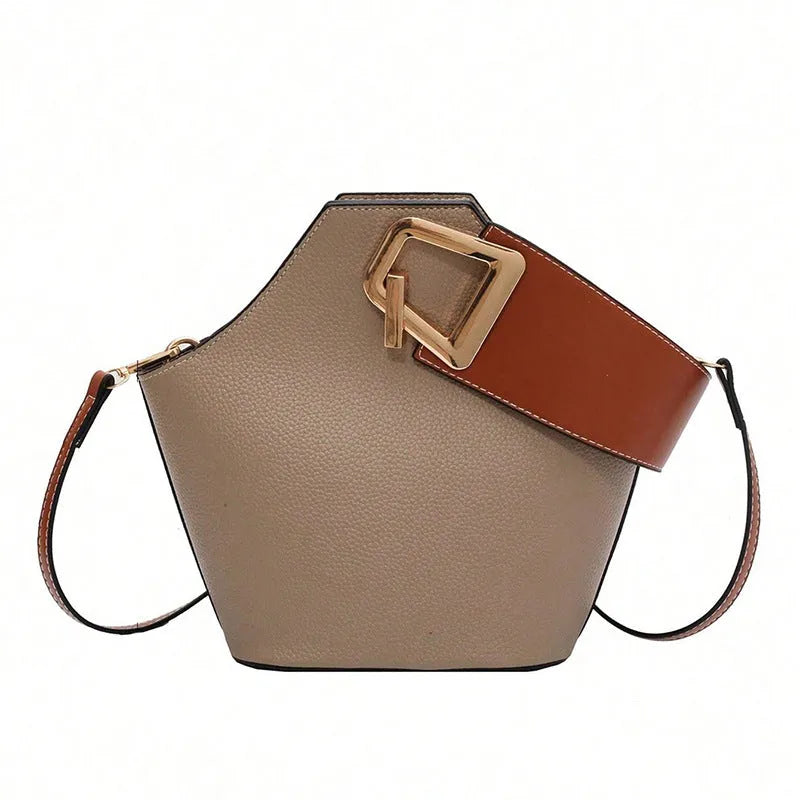 Light luxury commuter crossbody women's basket bag in PU leather bucket shape with internal phone pocket