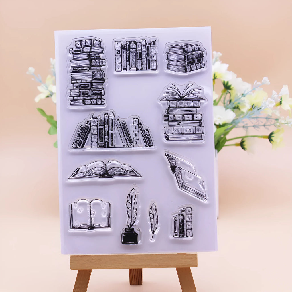 Transparent silicone stamp with white seal pattern for card making