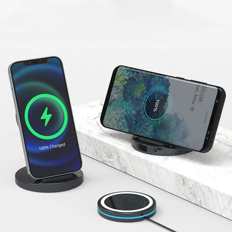 Black magnetic wireless charging stand folded for iPhone 12 with Magsafe compatibility