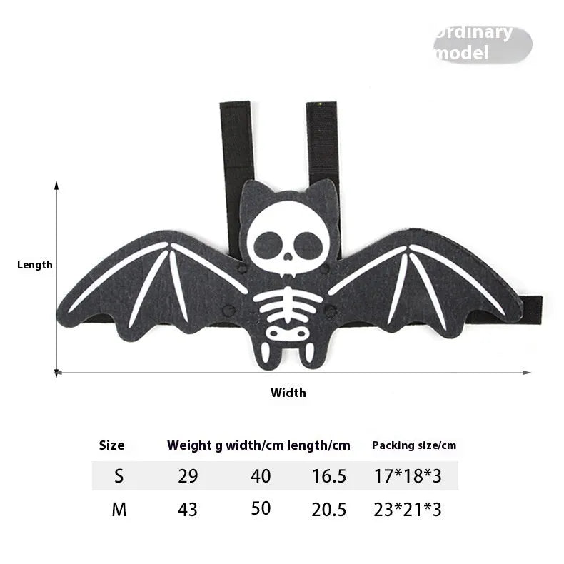 Halloween batwing cat costume in felt material with optional jingle bells