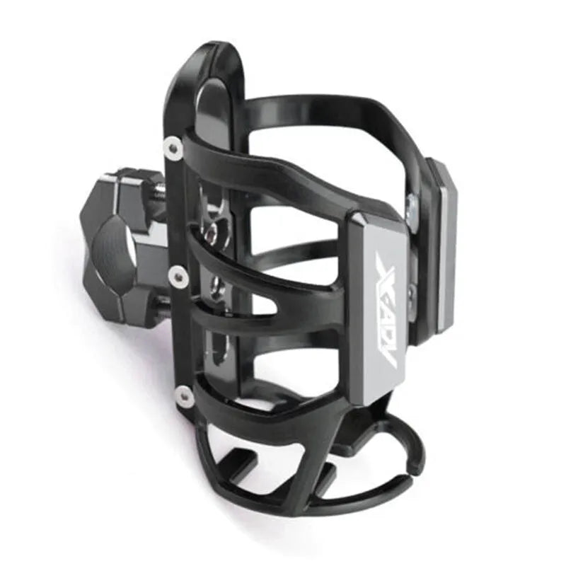 Black water bottle cage mounted on a Honda X-ADV scooter.