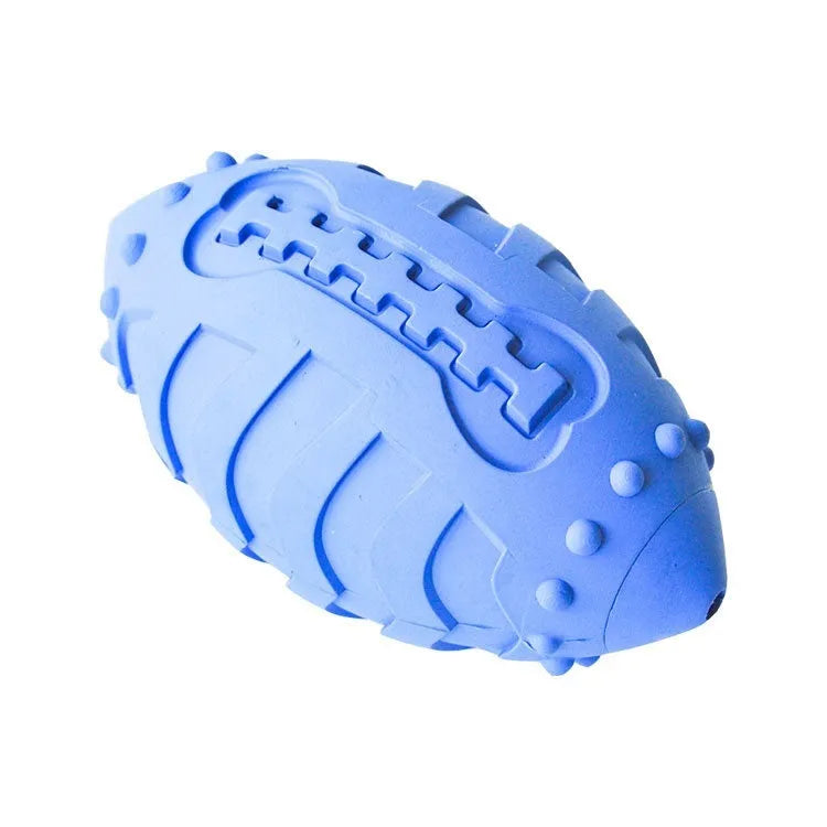 Thickened rubber rugby training ball for dogs in light green or sapphire blue
