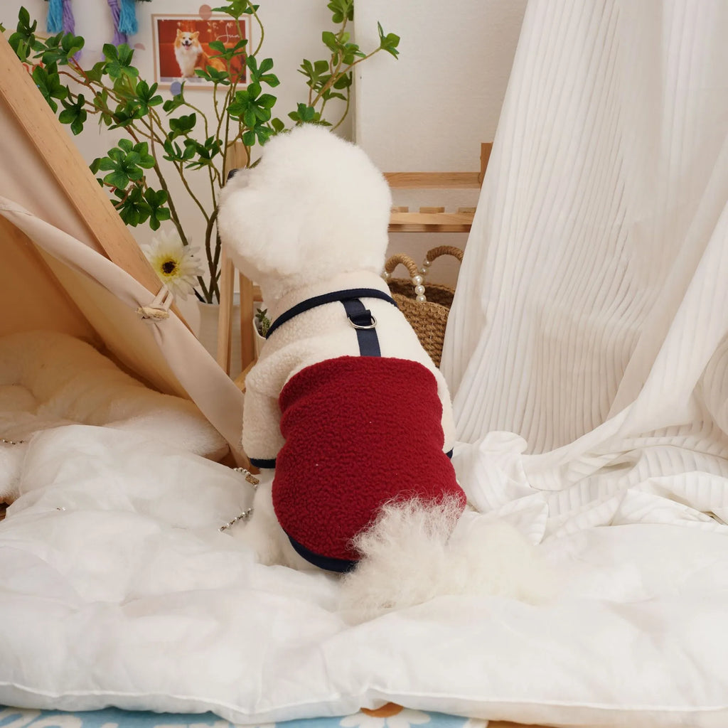Caramel coloured lambswool fleece dog sweatshirt for autumn and winter wear.