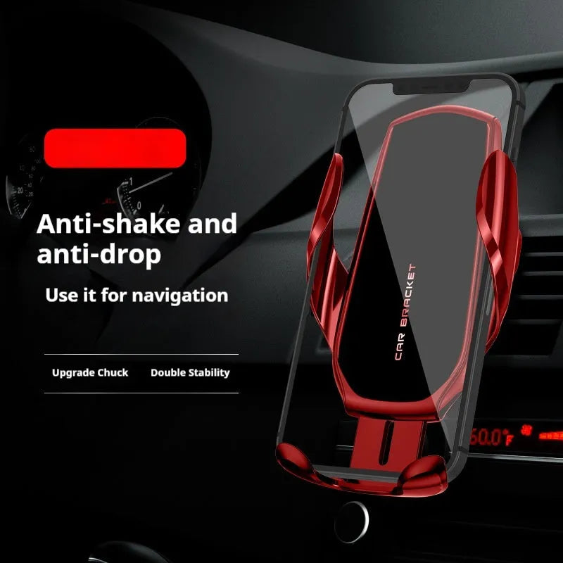 Car interior air outlet phone holder with wireless charging and electric clamping in black colour