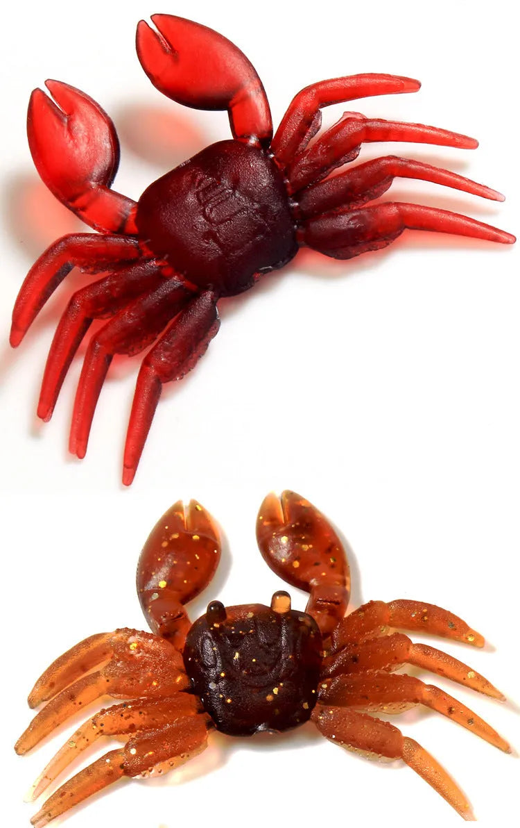 8cm PVC artificial crab fishing lure in brown and red colour options