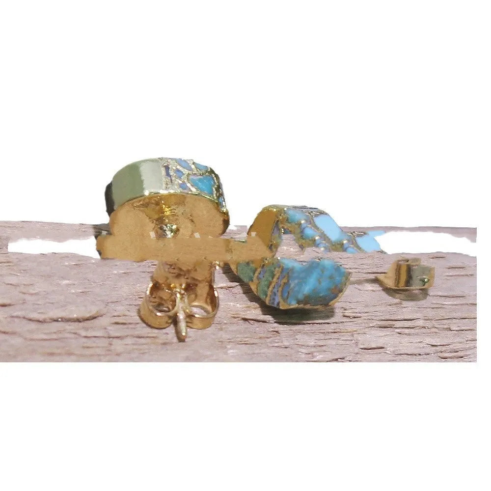 Handcrafted natural stone stud earrings with an irregular shape in colour ER1031.