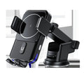 Car wireless charger mobile phone holder with 15W charging and two mounting options: clip style and suction cup
