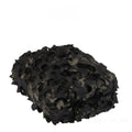 Green camouflage net with mesh pattern for outdoor camp cover and military sunshade.