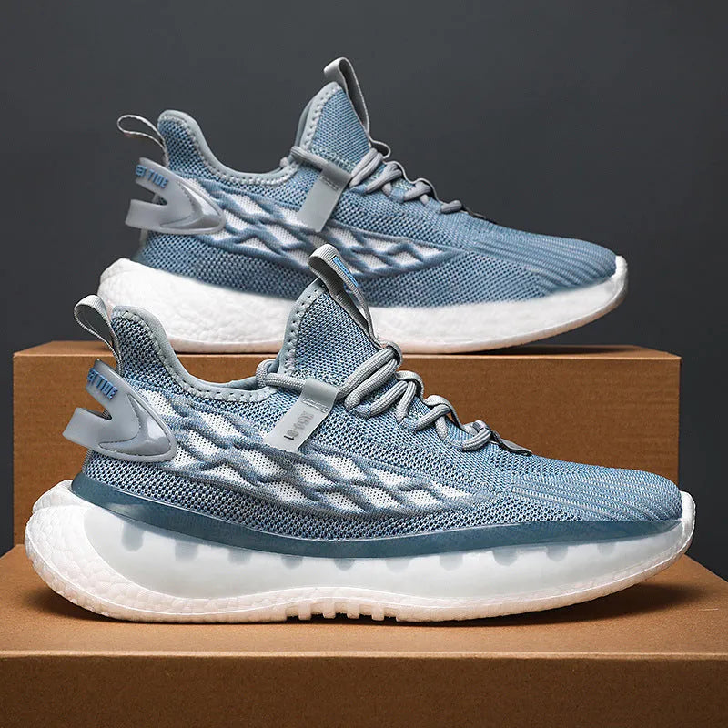 Men's casual platform sneaker with woven mesh upper and rubber sole in multiple colour options
