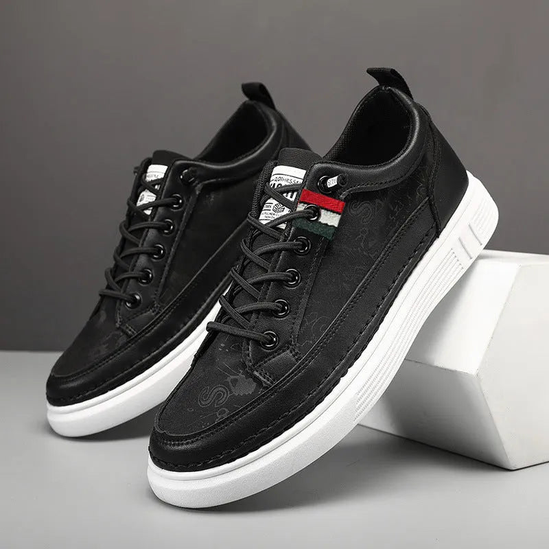 Men's grey high-cut casual sneakers with a bandage dress style, round toe, and a PU upper.