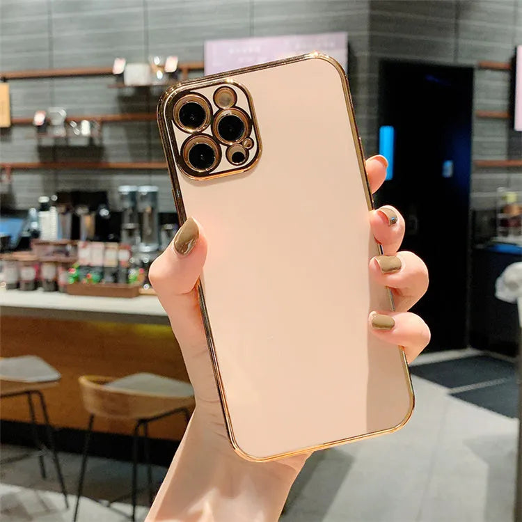 Gold plated cartoon design iPhone case with silicone stripes on TPU material for iPhone protection