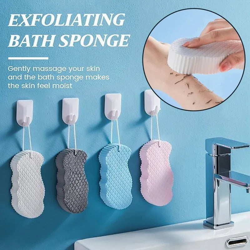 3D fish scale pattern bath sponge exfoliator in multiple colour options including white, grey, pink and light blue