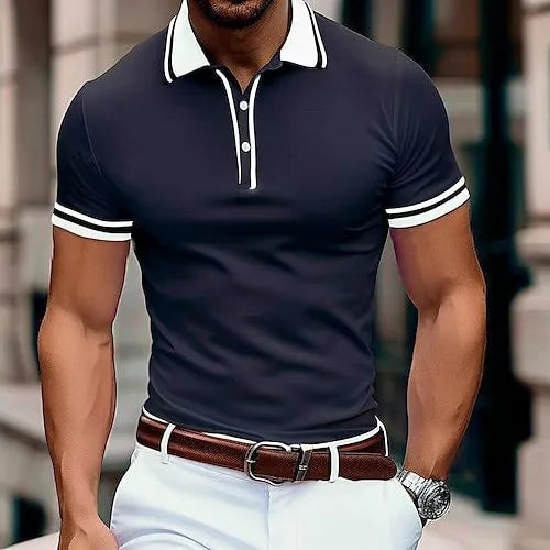 Men's loose fit striped T-shirt in multiple colours showing extended size range options