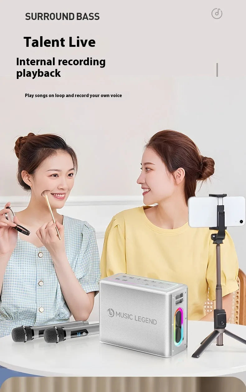 V60 black dual microphone outdoor karaoke Bluetooth speaker with 100W waterproof design and strap