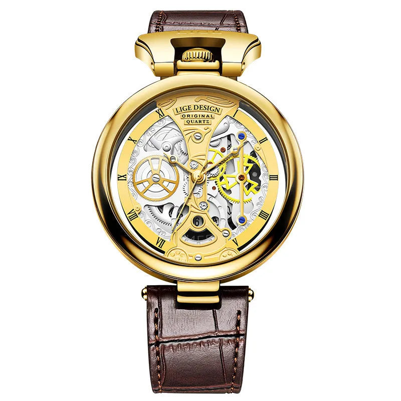 Men's casual waterproof wrist watch 13mm zinc alloy case belt strap stainless steel buckle