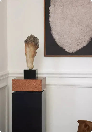 Abstract French retro style horse head desktop sculpture with carved texture