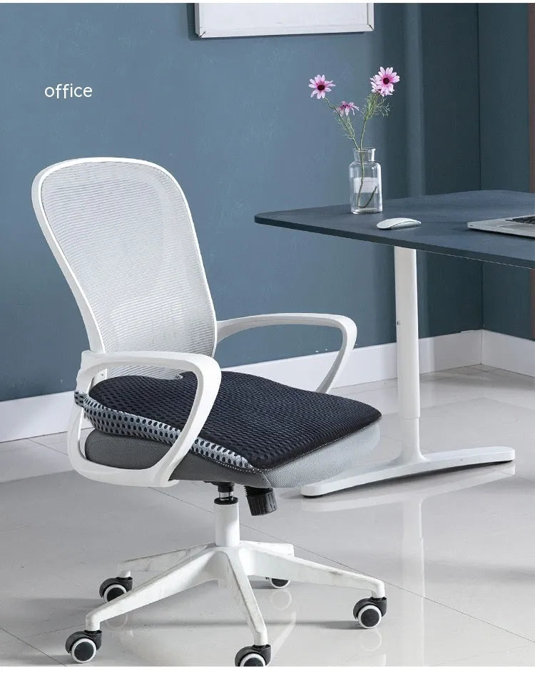 Regular size memory foam car cushion with a fixed strap in black, grey, or milky white.