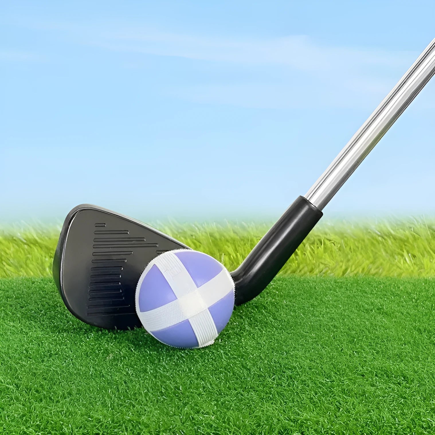 Metal golf club set showing adult and children's size options for outdoor sports practice