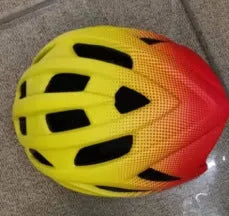Orange mountain bike helmet with multiple vents shown on a white background.