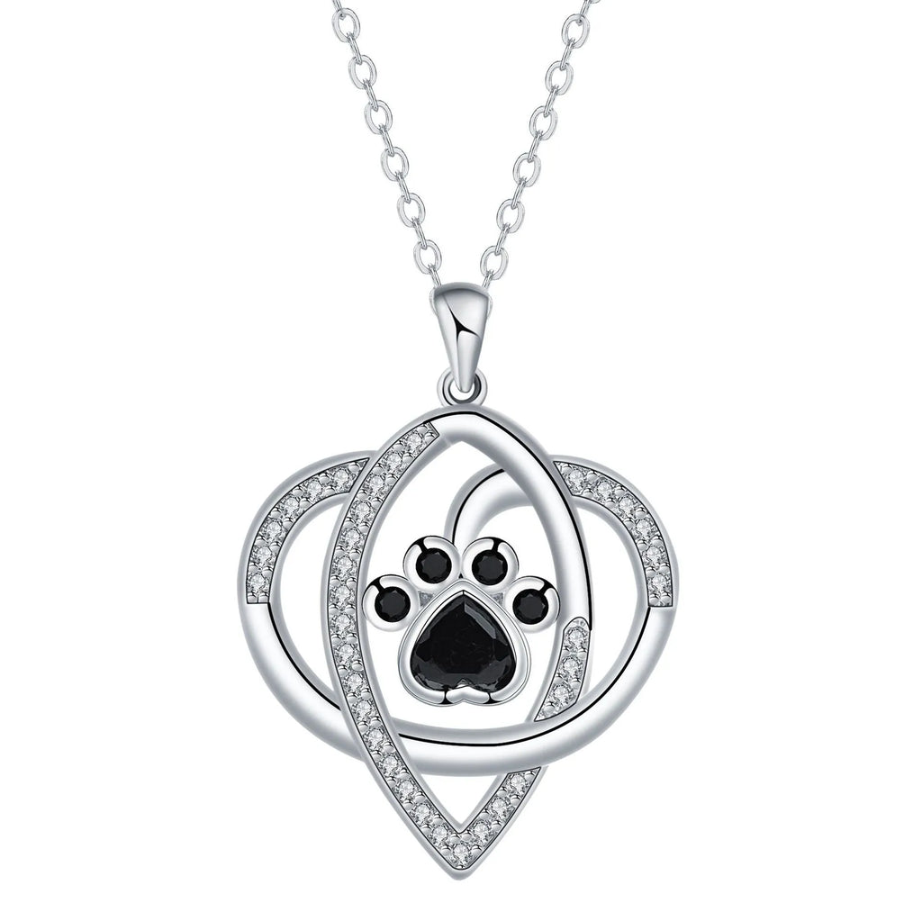 Women's necklace with dog paw print pendant on cross chain, electroplated copper jewellery
