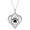 Women's necklace with dog paw print pendant on cross chain, electroplated copper jewellery