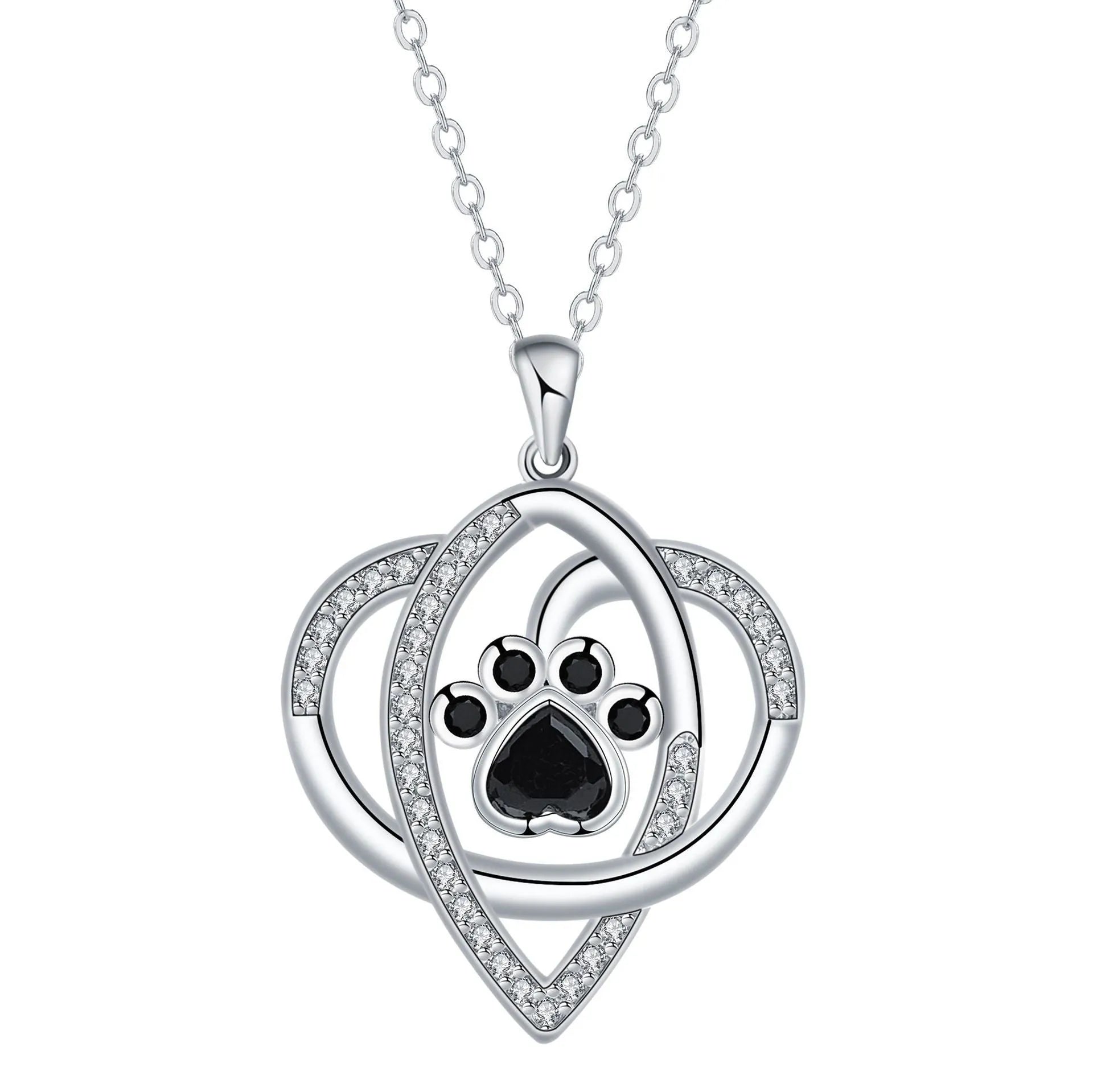 Women's necklace with dog paw print pendant on cross chain, electroplated copper jewellery