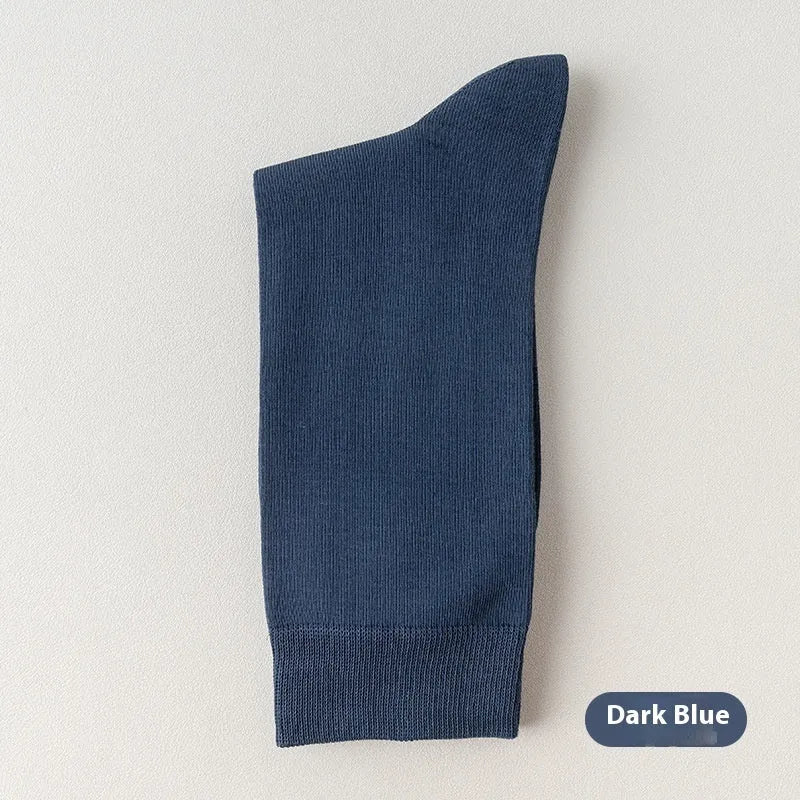 Mid-calf men's business socks in combed cotton available in twelve solid colours