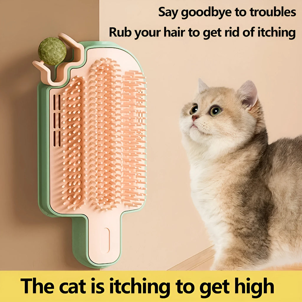 Colourful ice cream cone shaped cat scratching toy with mint ball and feather attachments
