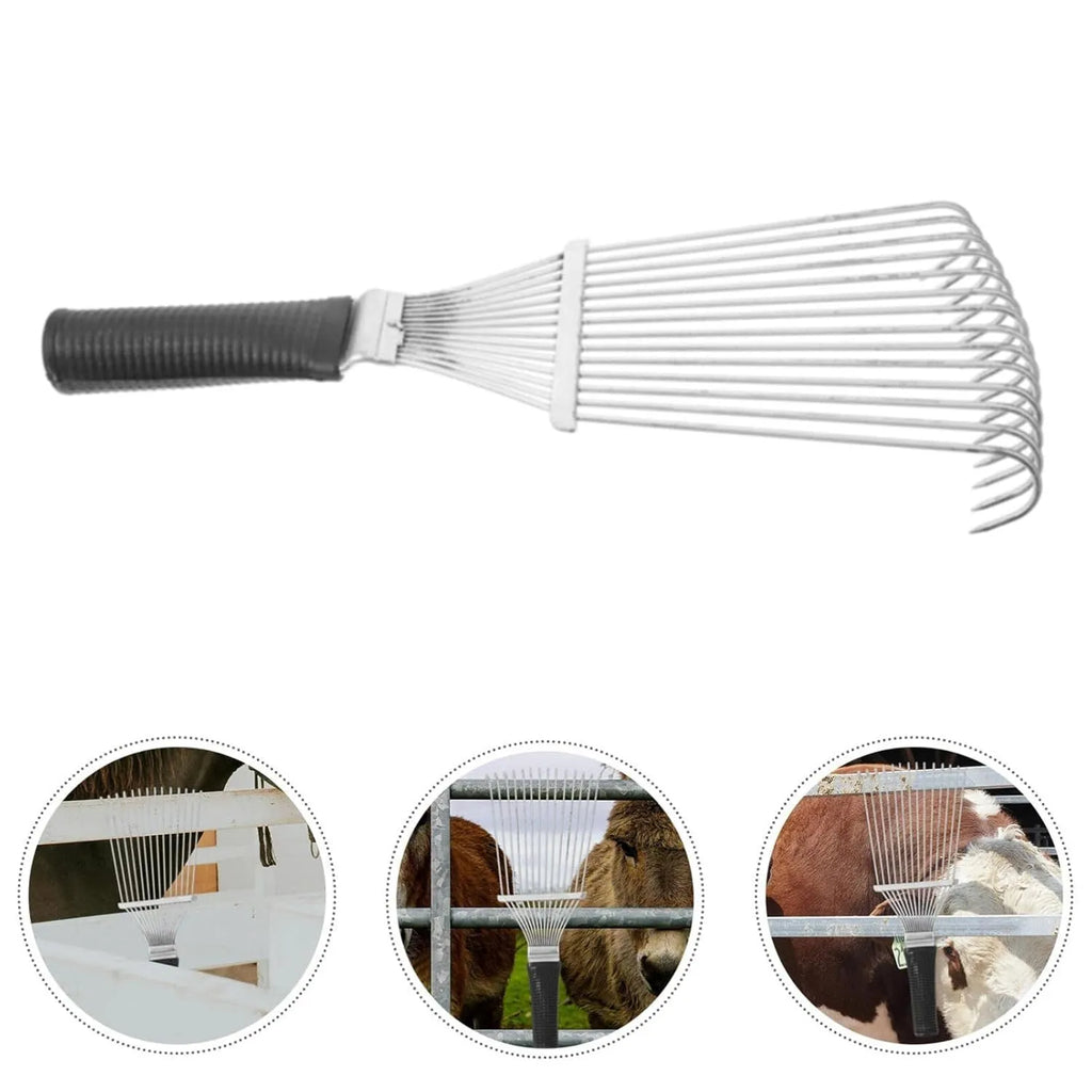 Stainless steel dematting brush with curved teeth for horse and dog grooming