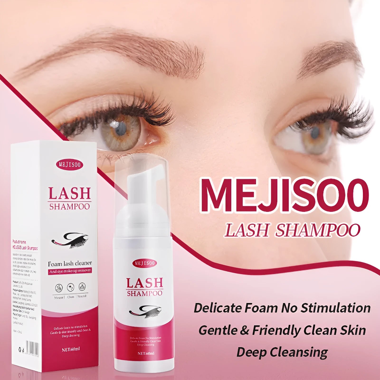 LASH SHAMPOO Mousse Eyelash Cleaning Solution 60ml bottle