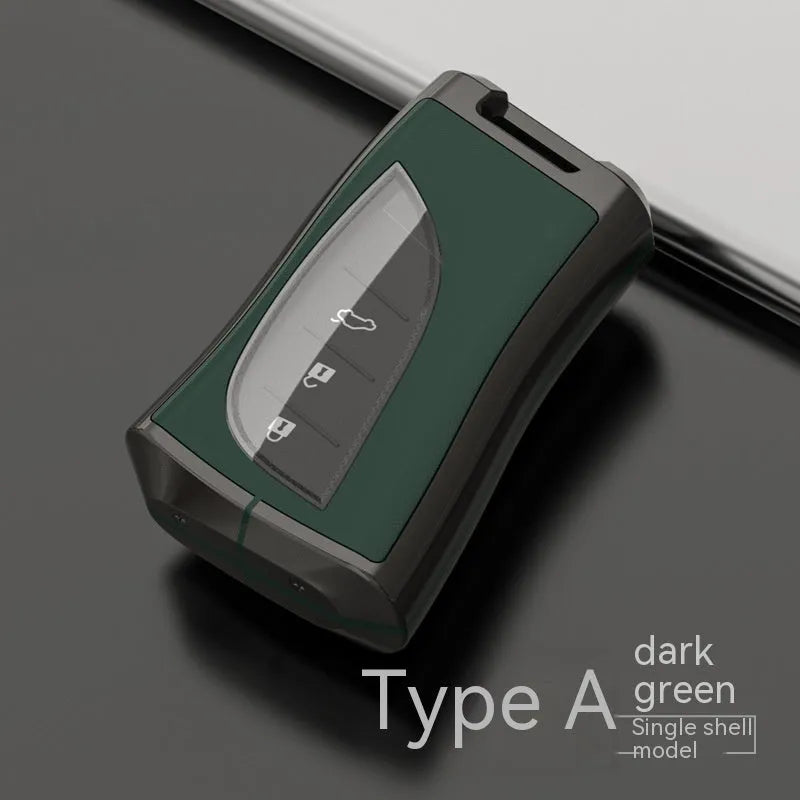 Zinc alloy TPU car key case cover in multiple colours including black, white, brown, blue, and green.