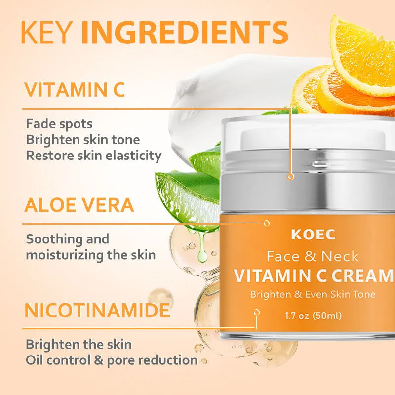 50g jar of retinol and vitamin C neck cream for light lines with English packaging