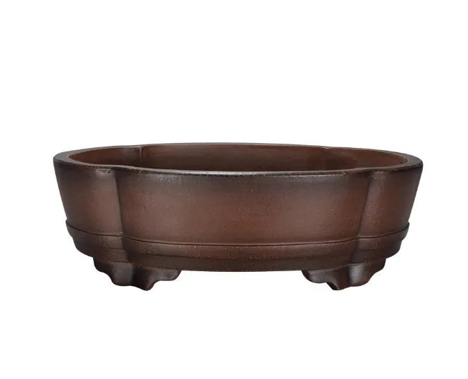 Traditional purple clay bonsai pot with classical design, 50cm wide plant container