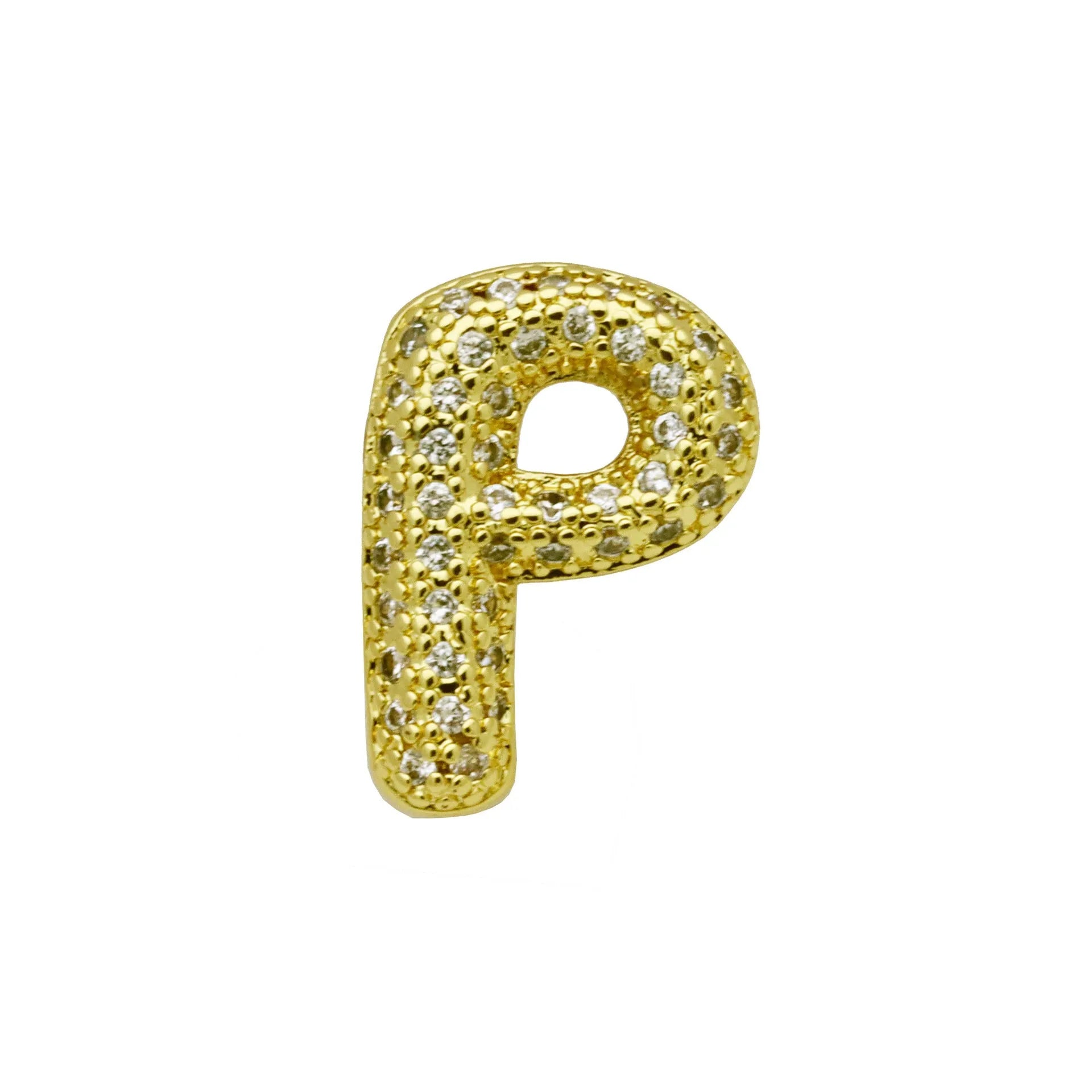 Copper letter bracelet with zirconium inlay showing detailed English character modelling in gold finish