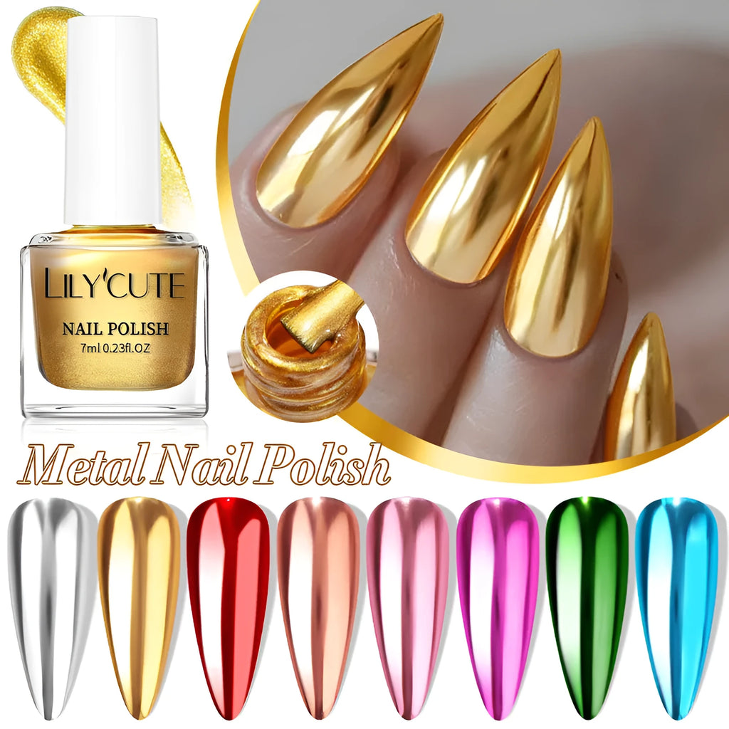 Quick-dry metallic mirror nail polish 7ml bottle in Morandi ice transparent macaron shades