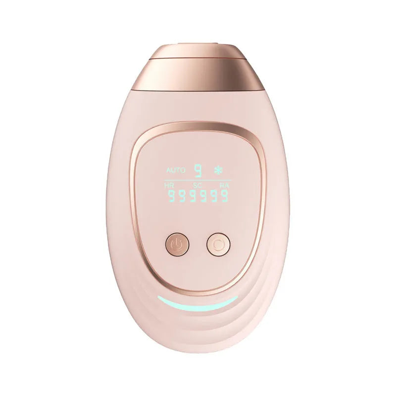 Pink or white three-in-one ice-sensing laser hair removal device with built-in shaver