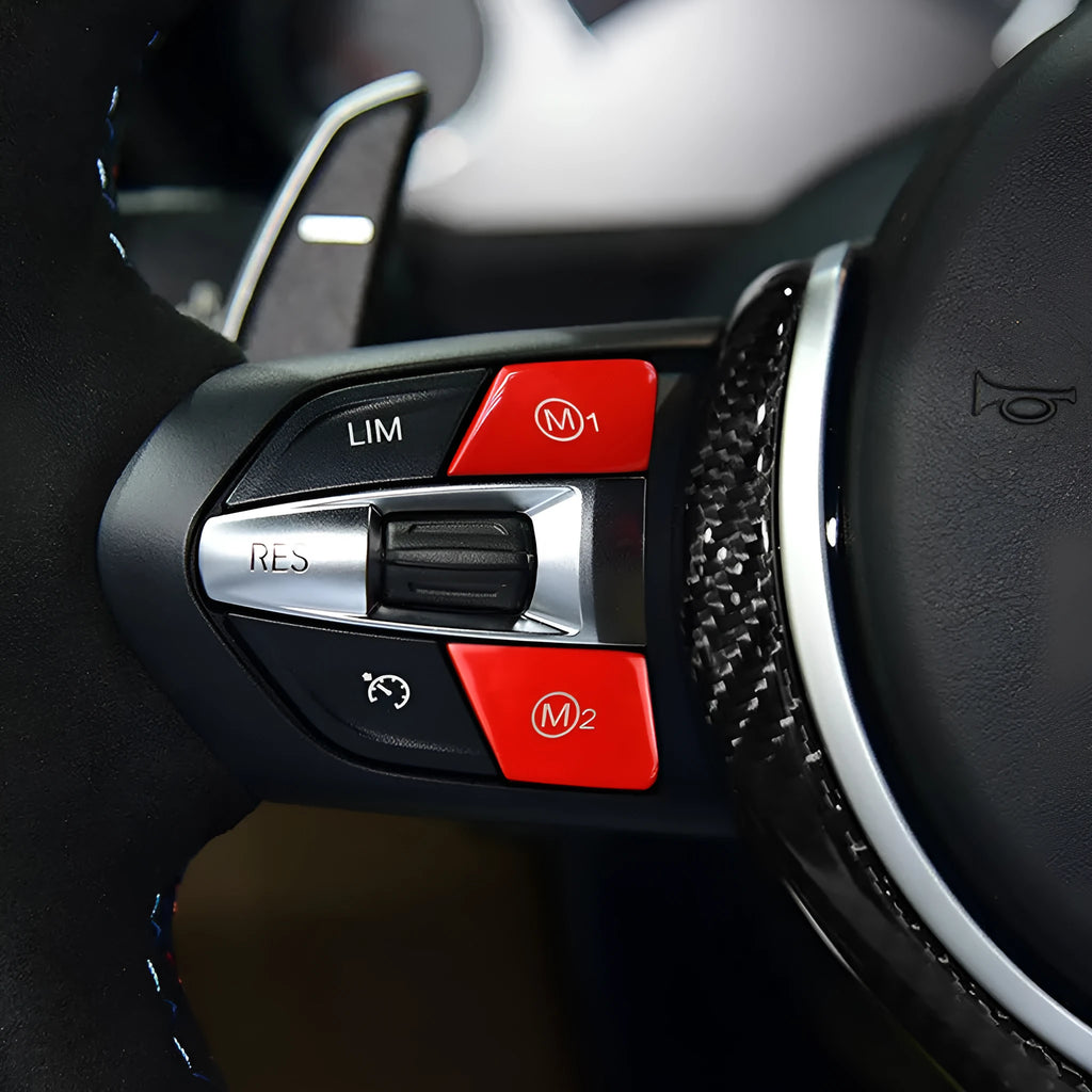 BMW steering wheel M1M2 mode buttons in red and blue options for F30 F34 vehicles