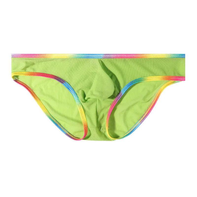 Mesh transparent women's briefs in multiple colours showing knitted nylon fabric.