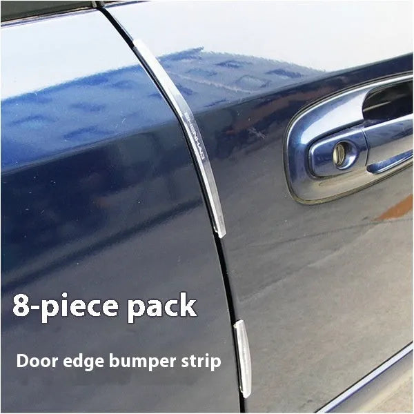 Solid white plastic car door edge protection bumper strip, one set shown.