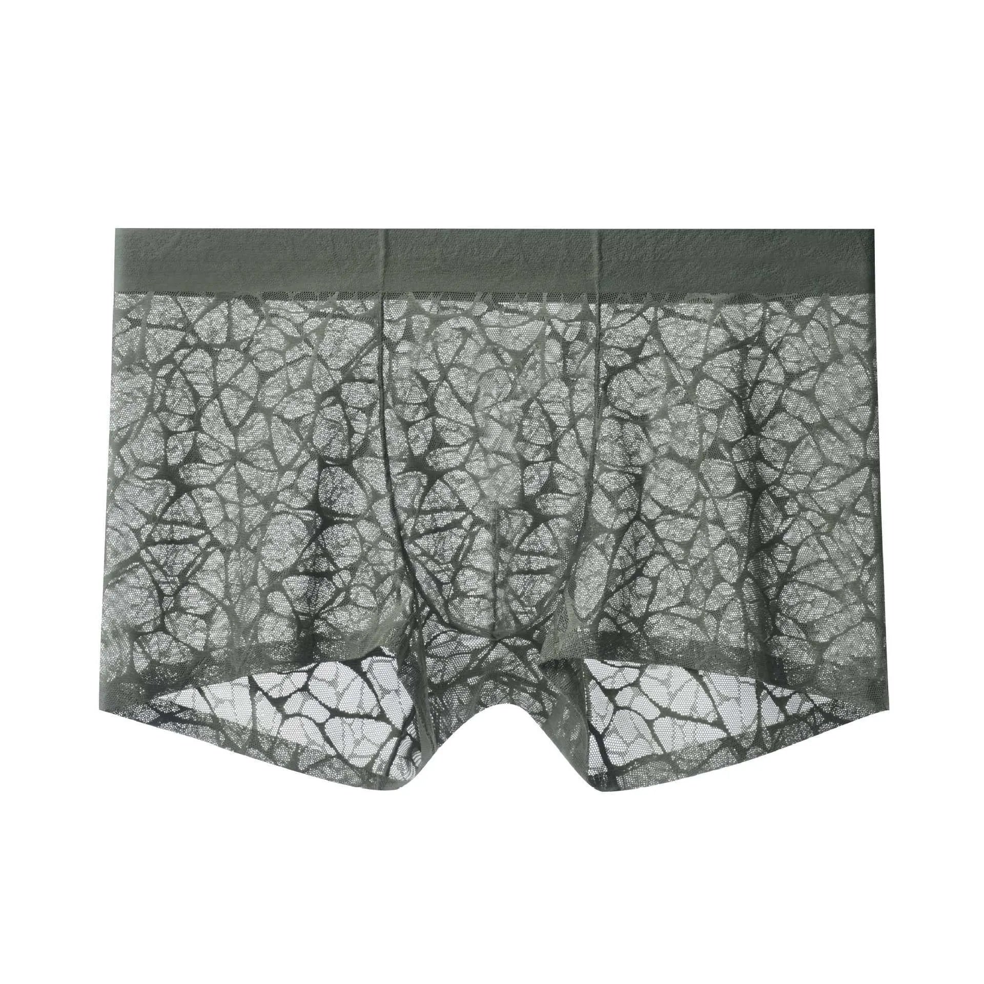 Men's leopard jacquard underwear in thin lace fabric showing five colour options