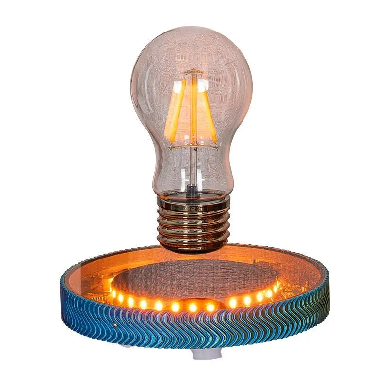 Small magnetic suspension night lamp in a 3D-printed moon design on a dark surface.