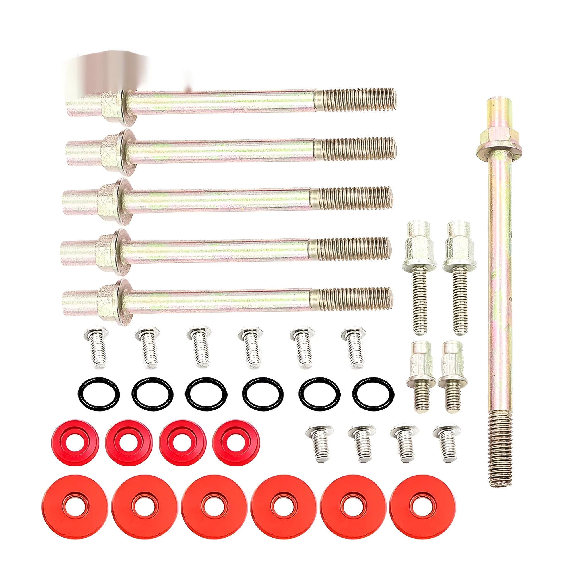Honda Civic K Series aluminium engine gasket kit in silver, red, blue, and black colours.
