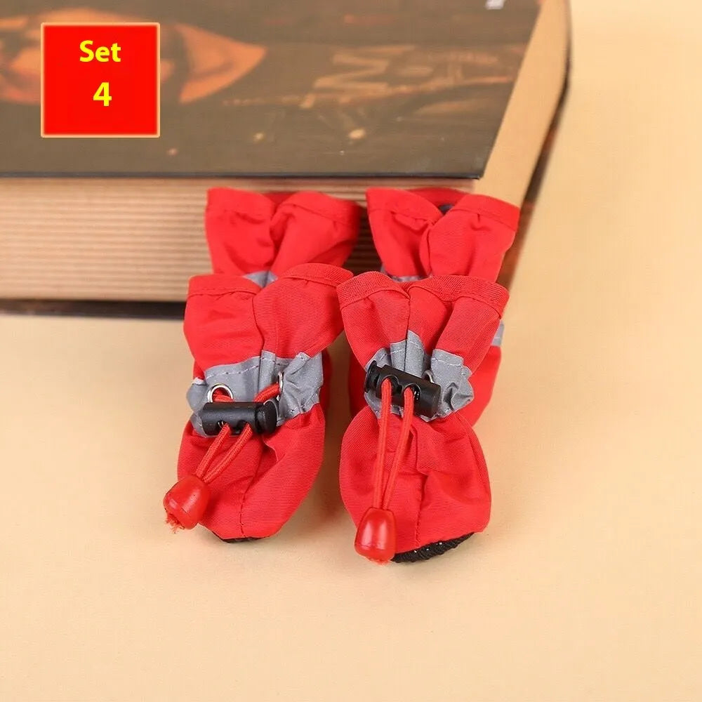 Cloth dog shoes with soft soles in multiple colours including fleece-lined options for canine paw protection