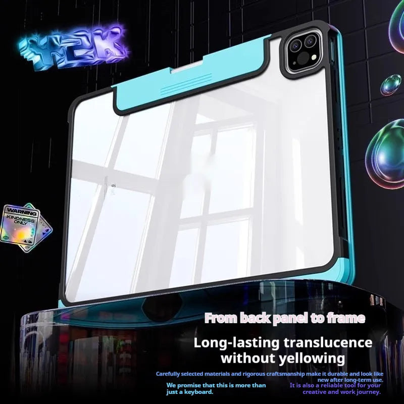 Blue protective keyboard case for Apple iPad Pro 13 inch tablet showing shockproof design