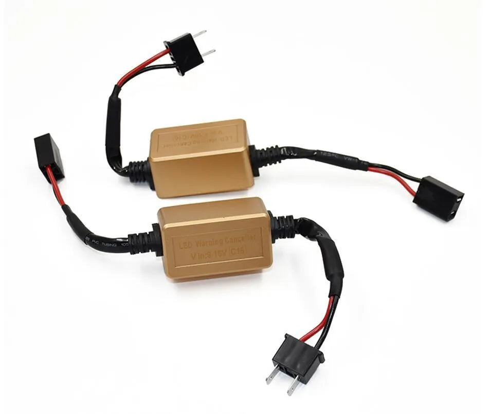 Black LED car headlight Canbus decoder for H4 H7 H11 bulbs with plug connectors