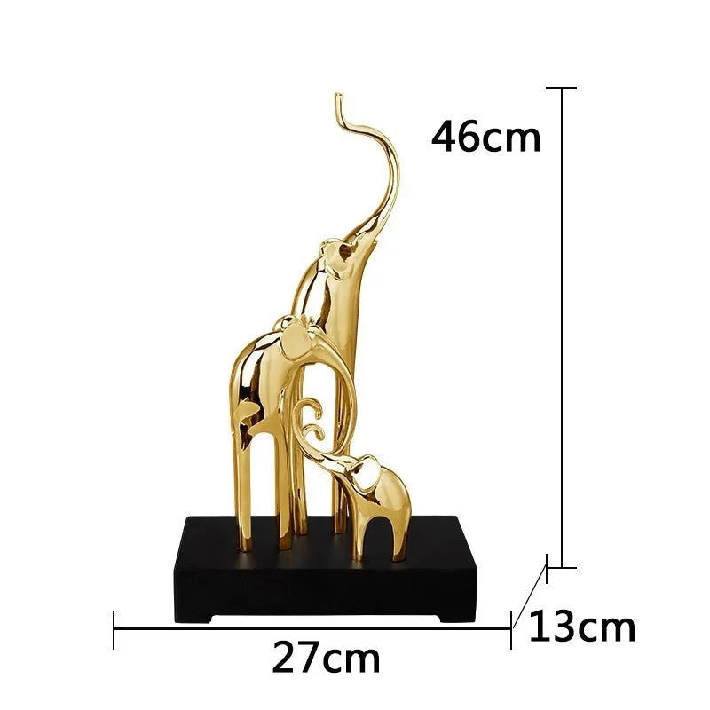 European style decorative elephant ornament in resin, available in bright gold, rose gold, silver, or retro colour.
