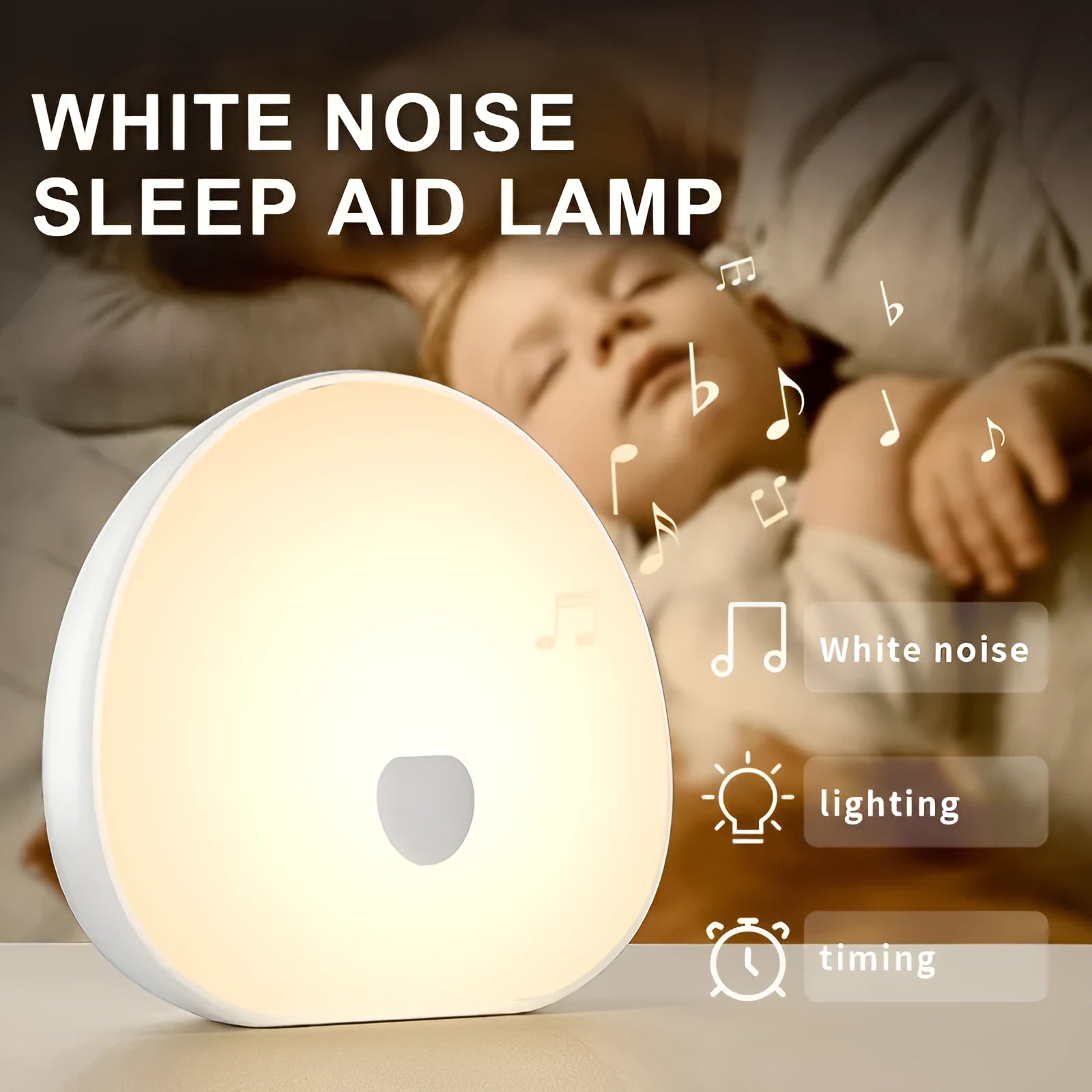 White rechargeable baby night feeding comforter with music function and included sleeper